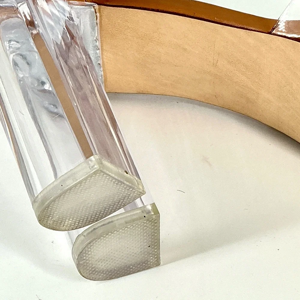 Steve Madden Size 10 Tan Clear Lucite Platform Block Heel Sandals NEW Ana $149